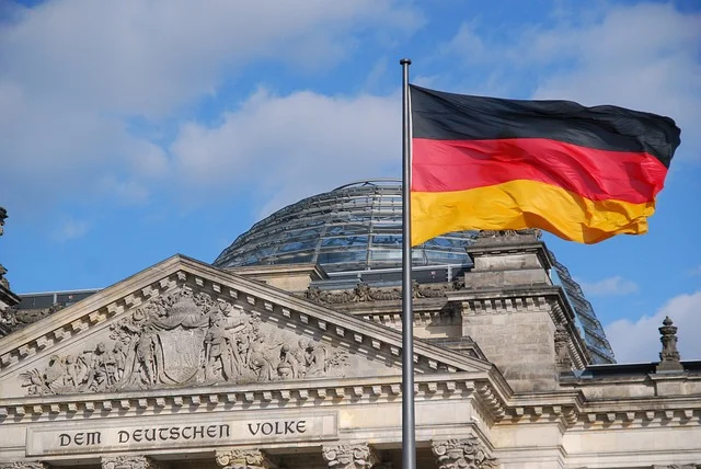 german flag and parliament