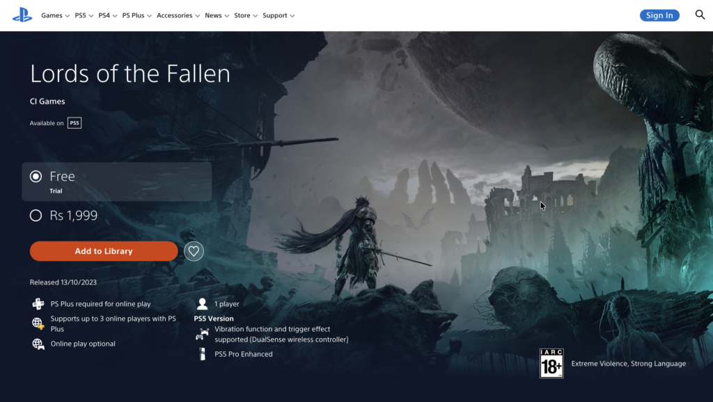 lords of fallen ps5 plus free