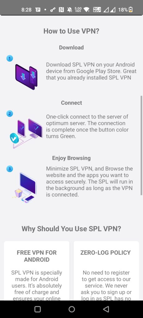 SPL VPN Android VPN App features on Android app